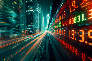High-Speed Stock Market Movement: A Digital Representation of the Pace of Trading Activity - obrazy, fototapety, plakaty