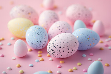 Fototapeta na wymiar Baby pink and blue Easter eggs