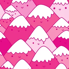Deurstickers Cartoon mountain seamless vocational pattern for wrapping paper and fabrics and linens and kids clothes print © Tetiana