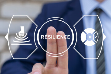 Resilience business for sustainable and inclusive growth concept. Ability to deal with adversity, continuously adapt and accelerate disruptions, crises. Build resilience in organization. - obrazy, fototapety, plakaty
