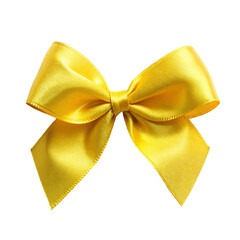 Beautiful big bow made of yellow ribbon isolated on Transparent background.