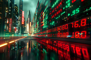 High-Speed Stock Market Movement: A Digital Representation of the Pace of Trading Activity - obrazy, fototapety, plakaty