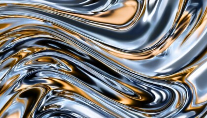 liquid chrome waves background shiny and lustrous metal pattern texture