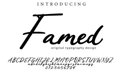 Famed Font Stylish brush painted an uppercase vector letters, alphabet, typeface