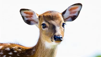 Raamstickers baby deer standing isolated on a white background © Nichole