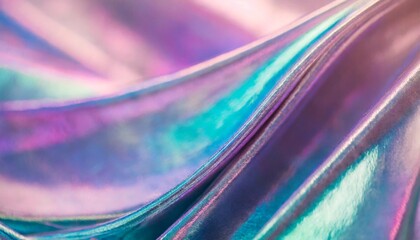 close up of ethereal pastel neon pink purple lavender mint holographic metallic foil background...