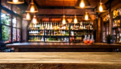 Zelfklevend Fotobehang wooden desk of bar and free space for your decoration © Nichole
