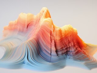 A minimalist image displaying waves of paper in gradient sunset colors, transitioning from warm to cool tones