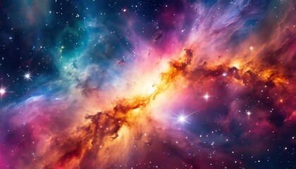 space galaxy realistic illustration colorful nebula background created with - obrazy, fototapety, plakaty
