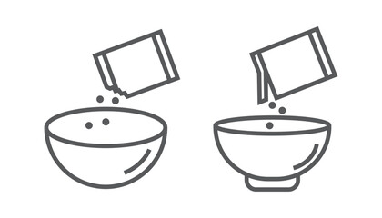 Adding spices into bowl icon design, isolated on white background, vector illustration