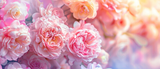 Close-up of beautiful pink peonies in bloom