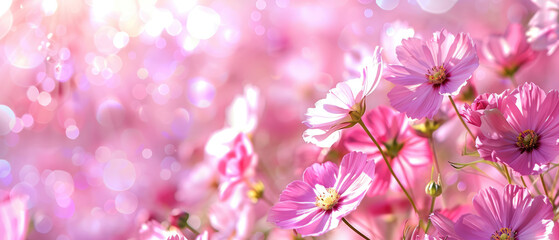 Ethereal cosmos flowers with radiant glow
