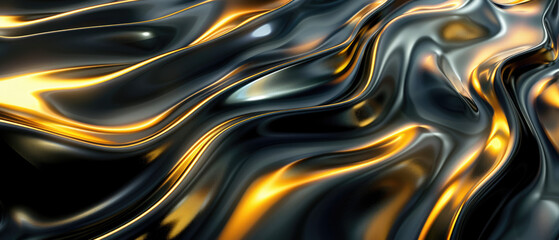 Liquid gold and black fluid abstract design