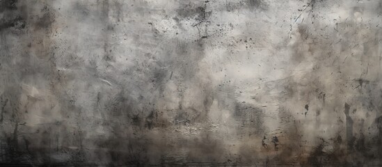 A close up of a monochrome concrete wall in shades of grey and black, with a unique pattern resembling a natural landscape, contrasting with the darkness and grass nearby - obrazy, fototapety, plakaty