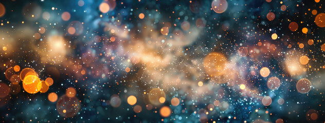 Cosmic abstract with bokeh lights effect - obrazy, fototapety, plakaty