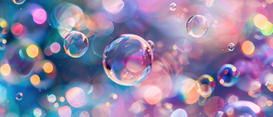 Colorful floating bubbles on vibrant backdrop - obrazy, fototapety, plakaty