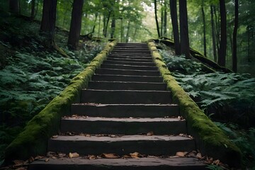 stairway in the forest - Powered by Adobe