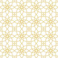 Arabic geometric mosaic printable seamless pattern with abstract Moroccan print in blue and orange colors. Ramadan Kareem Traditional Islamic art Illustration background