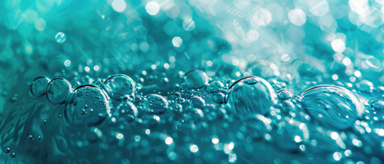 Underwater view with sunrays and bubbles with water texture