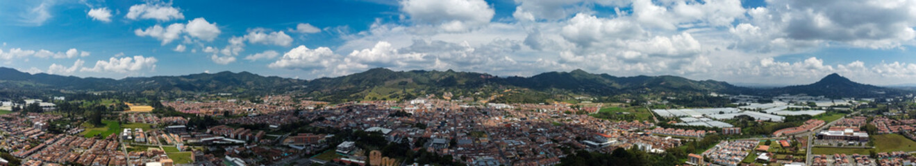 Fototapeta na wymiar La Ceja, Antioquia - Colombia. March 9, 2024. Aerial view with drone of the municipality, located in the east of the department.