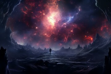 Obraz na płótnie Canvas Mysterious Space nebula. Outer cosmos sky. Generate Ai