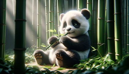 panda eating bamboo