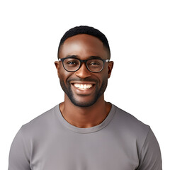 Obraz premium Teacher’s Half Body Close-Up - Happy Afro-American Man Portrait, Isolated on Transparent Background, PNG