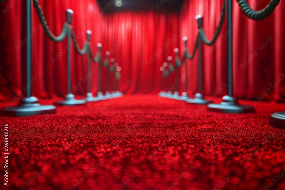 Sticker A red curtain with a red carpet and red ropes