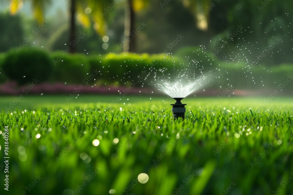 Poster watering and irrigation concept. background with selective focus and copy space