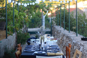 Table set for a summer garden party.