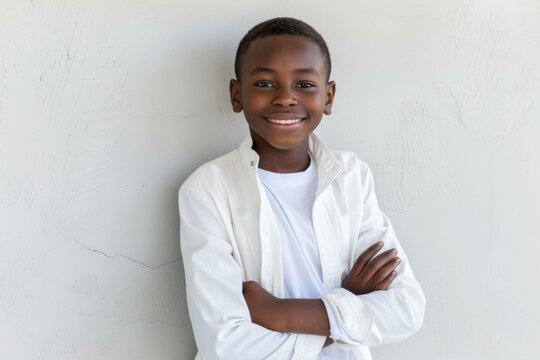 A Young Boy With A White Shirt And Black Hair Is Smiling