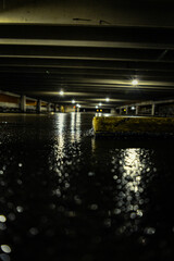 wet parking garage floor