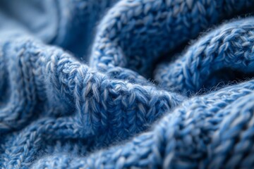 Close up of a soft sweater in blue wool