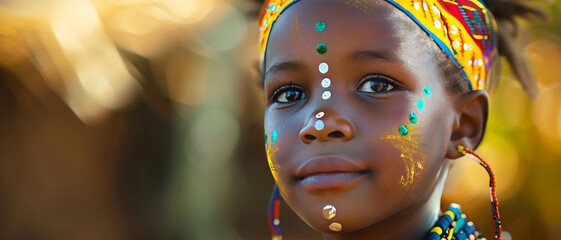 Heritage day south Africa. Portrait of an African girl. Culture identity and history. Africa day concept Ethnic black woman.
