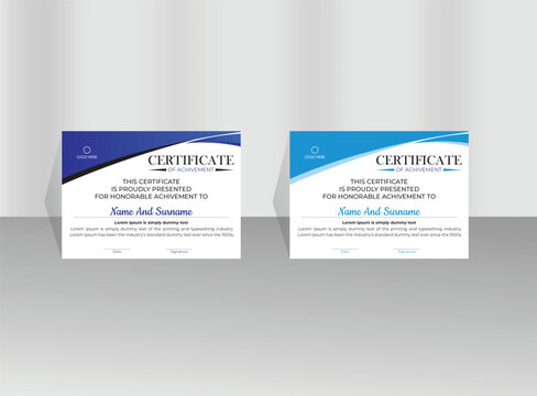 Free vector vintage achievement certificate, professional design in blue certificate template with elegant elements