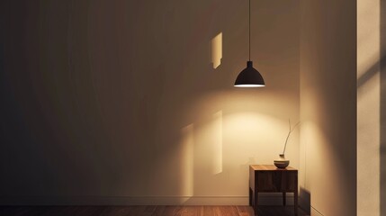 Minimalist Hallway with Modern Pendant Light Fixture
