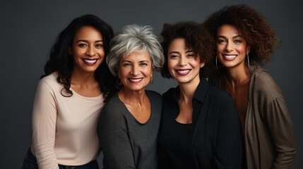 Obraz premium Group portrait of diverse women of different ages sharing a smile.