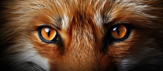 A closeup of a felidaes eye, resembling those of a fox, gazing directly at the camera. The small to mediumsized carnivores whiskers and fawncolored fur add to its charm - obrazy, fototapety, plakaty
