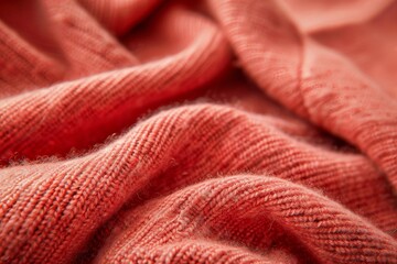 Closeup of cashmere sweater in light red