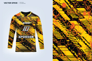 Long Sleeve sport jersey design.for motocross, running Sport jersey design fabric textile for sublimation Printable file eps 10.