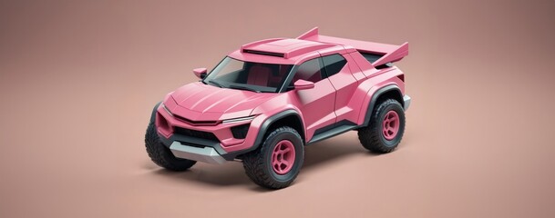 futuristic pink suv concept. Car toy 3d model.
