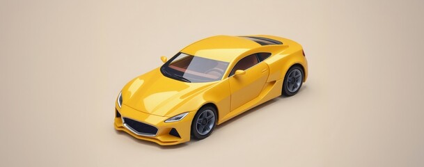luxury yellow sports car. Car toy 3d model.