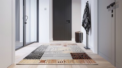 Contemporary Entryway with Modern Geometric Rug