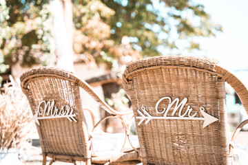 Wicker chairs with 