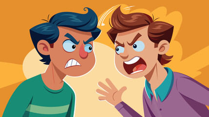 Animated Argument Between Two Men Against a Yellow Background
