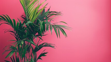 Tropical plant on a pink background
