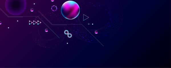 Background Cyberpunk Dark retro futuristic elements abstraction cosmos synthwave vaporwave retrowave glitch circle with blue and pink glows