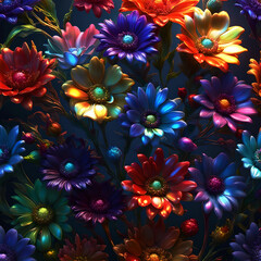 Dark, colorful flowers. Edited AI generated image - 761846611