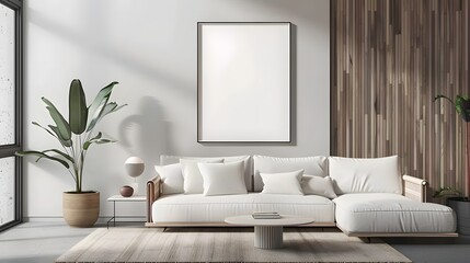 blank poster on living room
