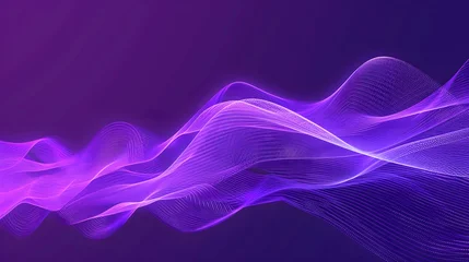 Fotobehang Blue and Purple Wave Fractal Abstract Background with Smoke and Energy Lines Illustration.flowing neon wave purple © gorilla